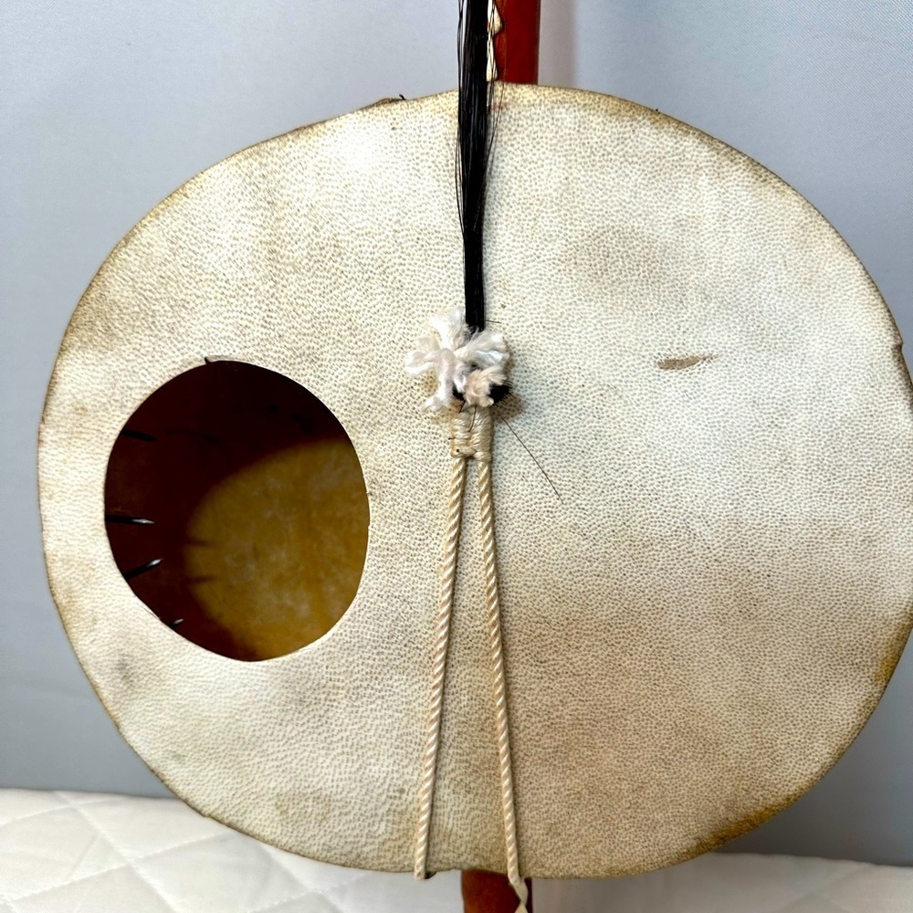 Vintage Mahogany Wood Animal Skin Kora String Gourd Traditional Music Instrument